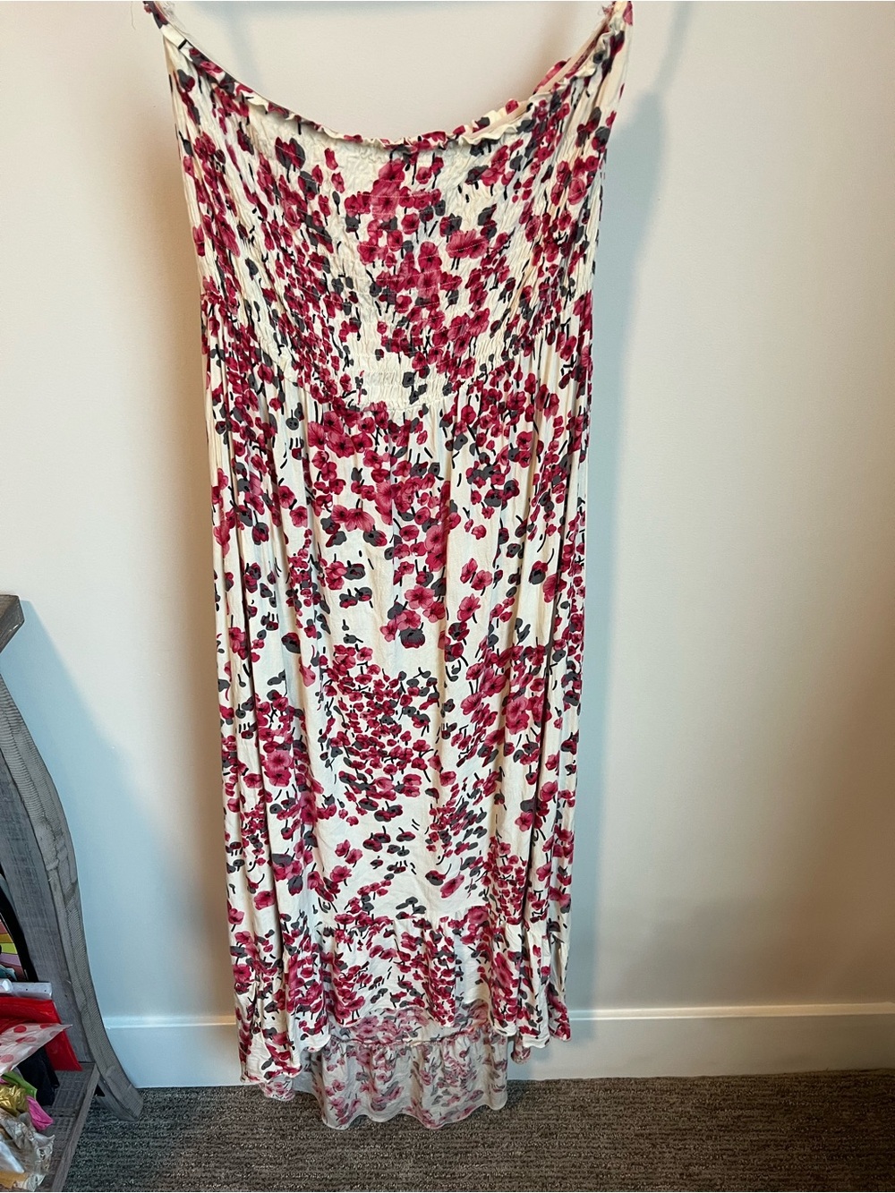 Mimi Chica Cream Maxi Skirt with Pink Floral Print